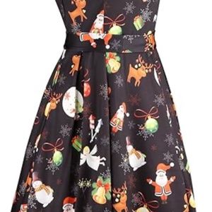 XL OUGES Women's Christmas Sleeveless Fit and Flare Cocktail Dress with Belt